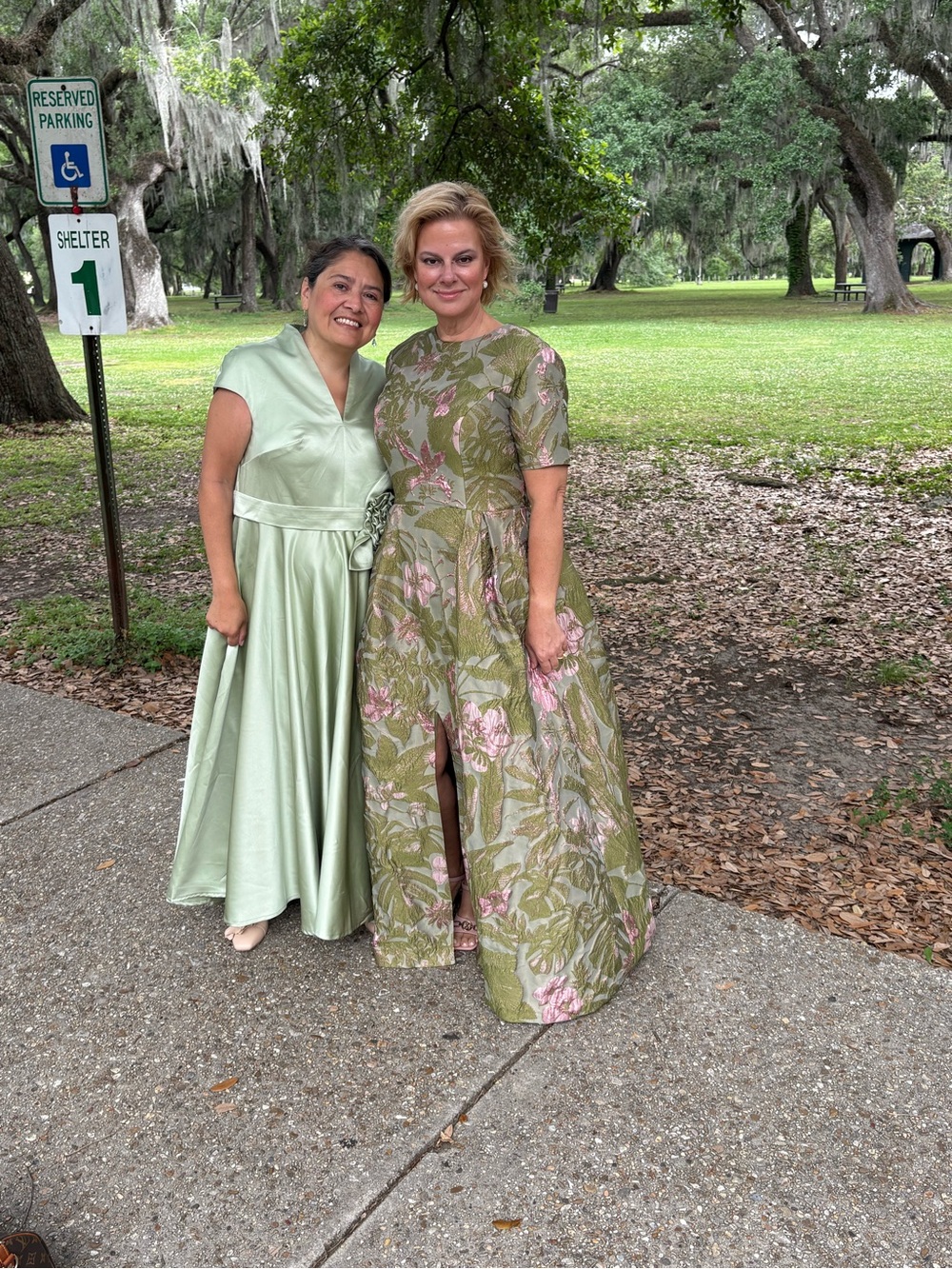 Clover Green Floral Satin Maxi Dress - Picture 15 of 15
